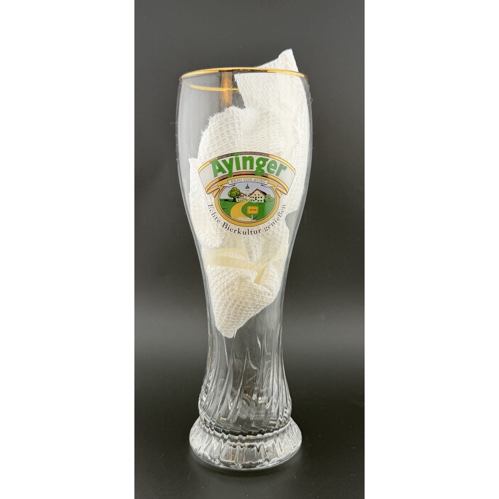Ayinger Brewery German 0.5L Wheat Beer Beer Glass Pilsner Gold Rim